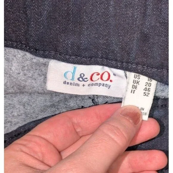 Denim & Co Jeans 16 Women's Blue Dark Wash Straight Leg Raw Hem Pull On Cozy - Picture 5 of 8